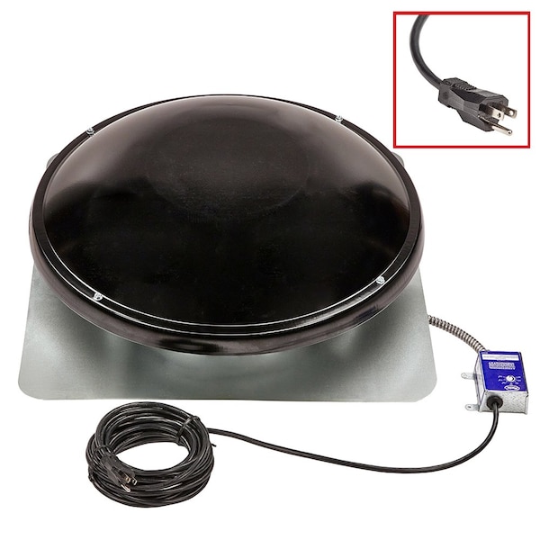 Gaf Master Flow 1050 CFM Black Galvanized EZ Cool Plug-In Power Roof Mount Attic Fan - EZCR1BL