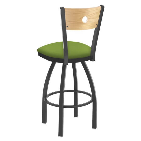 Holland Bar Stool Co 25" Swivel Counter Stool, Pewter Finish, Nat Back, Canter Kiwi Green Seat - 83025PWNATMPLB009