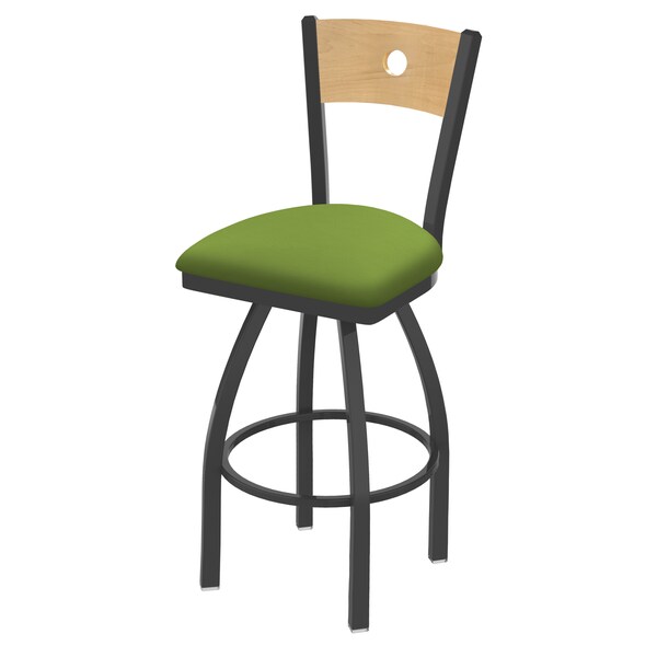 Holland Bar Stool Co 25" Swivel Counter Stool, Pewter Finish, Nat Back, Canter Kiwi Green Seat - 83025PWNATMPLB009