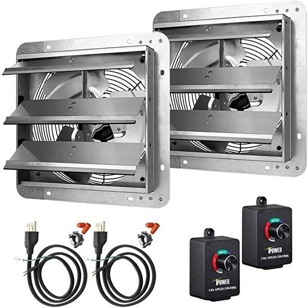 Simple Deluxe iPower 12 Inch Shutter Exhaust Fan Aluminum, fan speed controller 2-pack, 2PK - HIFANXEXHAUST12CTBX2