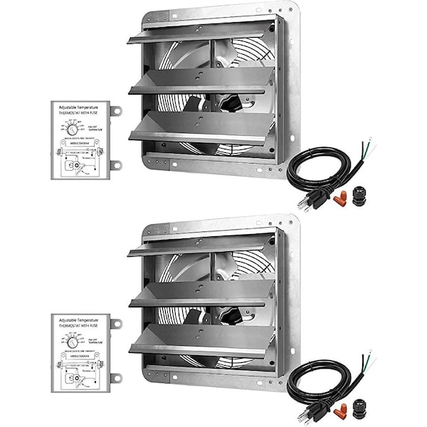 Ipower 12 Inch Shutter Exhaust Fan + Temperature Control - HIFANXEXHAUST12THEMOTX2
