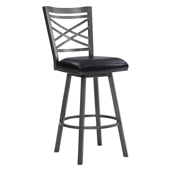 Armen Living Fargo 30" Counter Height Metal Barstool in Mineral Finish with Black Faux Leather - LCFA30BAMFBL