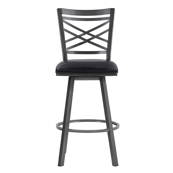 Armen Living Fargo 30" Counter Height Metal Barstool in Mineral Finish with Black Faux Leather - LCFA30BAMFBL