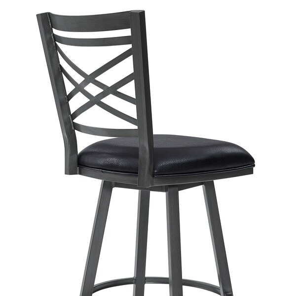 Armen Living Fargo 30" Counter Height Metal Barstool in Mineral Finish with Black Faux Leather - LCFA30BAMFBL