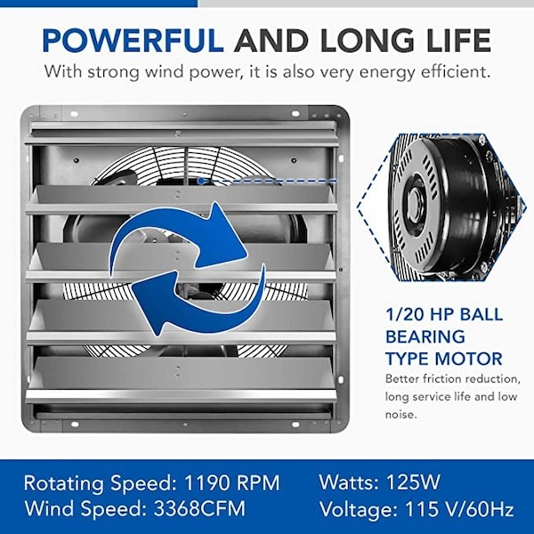 Ipower 20.6 X 20.8  Inch Shutter Exhaust Fan - HIFANXEXHAUST20