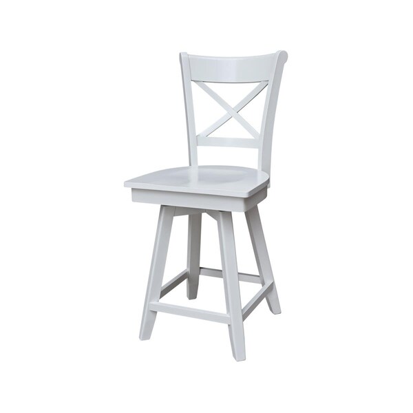 International Concepts 24 in. Charlotte Counter Height Stool with Swivel Seat White - S08-312SW