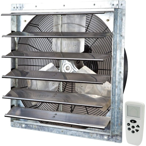Iliving Silver 24 in. 4244 CFM Smart Remote Shutter Exhaust Fan with Thermostat, Humidistat, Variable Speed - ILG8SF24VC