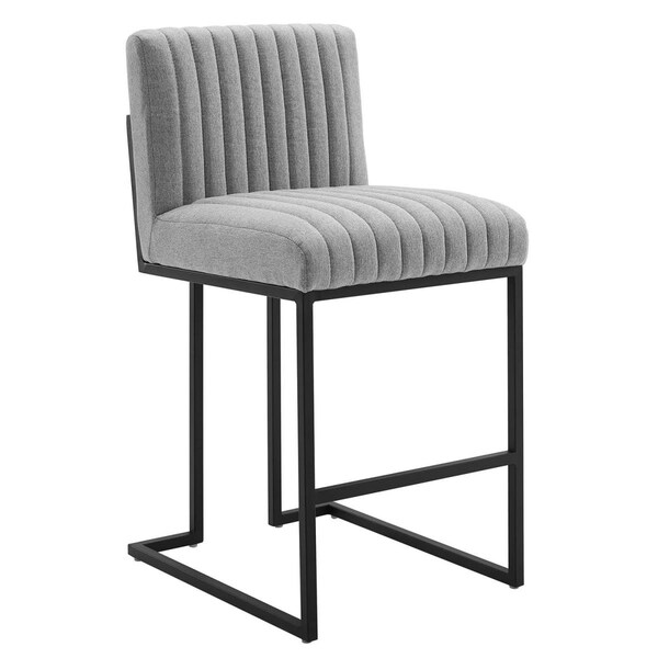 Modway Furniture Indulge Channel Tufted Fabric Counter Stool, Light Grey - EEI-4653-LGR