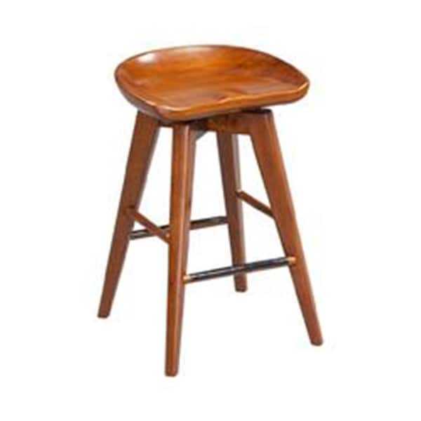 Benjara Contoured Seat Wooden Swivel Counter Stool with Angled Legs - Walnut Brown - 17.5 x 26 x 17.5 in. - BM61419