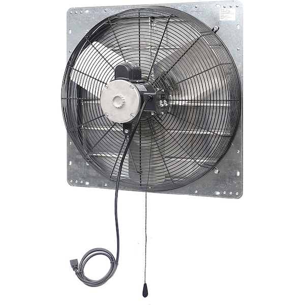 Iliving Silver 24 inch Shutter Exhaust Attic Garage Grow Fan with 2 Speed Thermostat 6 ft. 3 Plugs Cord - ILG8SF24V-T