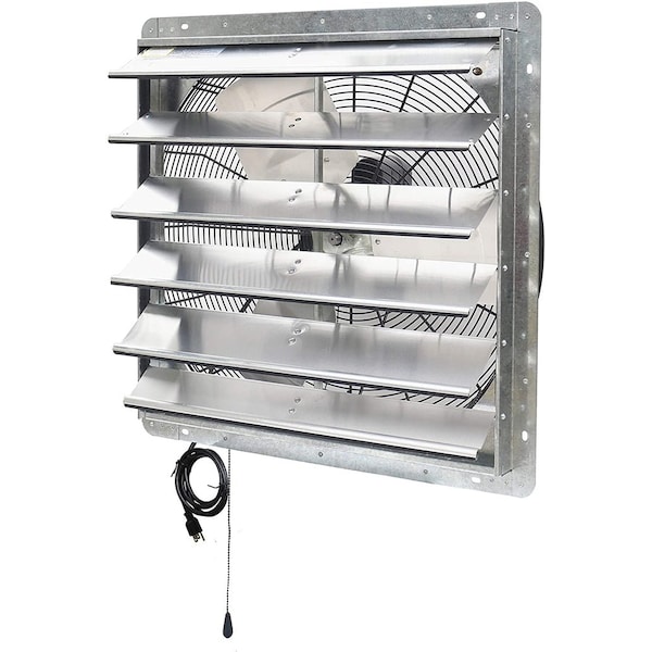 Iliving Silver 24 inch Shutter Exhaust Attic Garage Grow Fan with 2 Speed Thermostat 6 ft. 3 Plugs Cord - ILG8SF24V-T