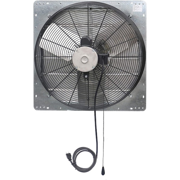 Iliving Silver 24 inch Shutter Exhaust Attic Garage Grow Fan with 2 Speed Thermostat 6 ft. 3 Plugs Cord - ILG8SF24V-T