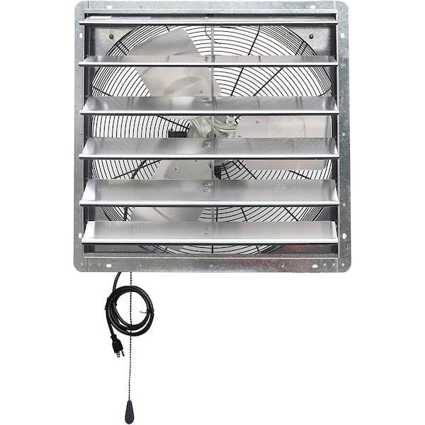 Iliving Silver 24 inch Shutter Exhaust Attic Garage Grow Fan with 2 Speed Thermostat 6 ft. 3 Plugs Cord - ILG8SF24V-T