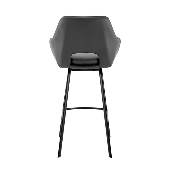 Armen Living Aura Gray Faux Leather and Black Metal Swivel 26" Counter Stool - LCAUBABLGR26