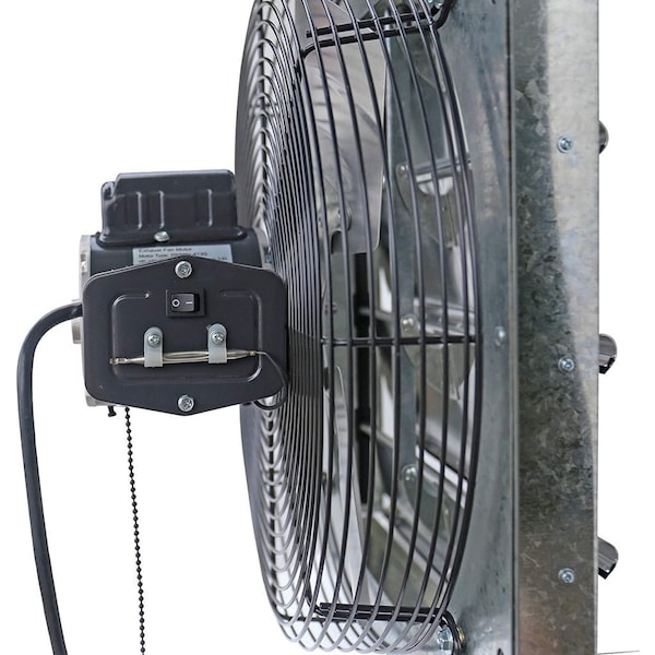 Iliving Silver 16 inch Shutter Exhaust Attic Garage Grow Fan with 3 Speed Thermostat 6 ft. 3 Plugs Cord - ILG8SF16V-T