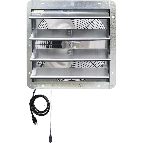 Iliving Silver 16 inch Shutter Exhaust Attic Garage Grow Fan with 3 Speed Thermostat 6 ft. 3 Plugs Cord - ILG8SF16V-T