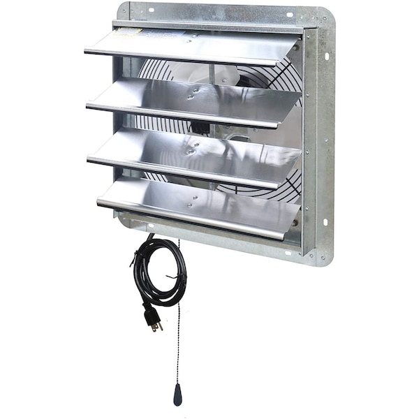 Iliving Silver 16 inch Shutter Exhaust Attic Garage Grow Fan with 3 Speed Thermostat 6 ft. 3 Plugs Cord - ILG8SF16V-T