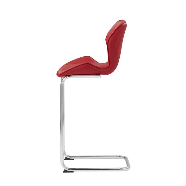 Homeroots Modern Barstools with Chrome Legs, Red - Set of 4 - 383946