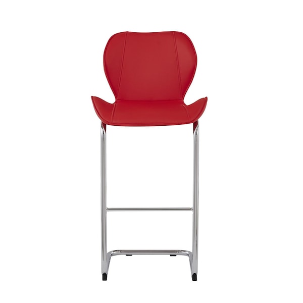 Homeroots Modern Barstools with Chrome Legs, Red - Set of 4 - 383946