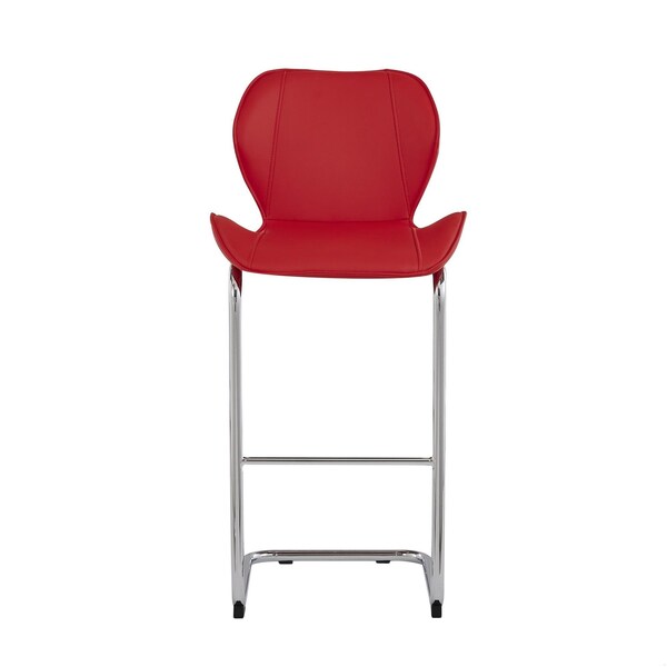 Homeroots Modern Barstools with Chrome Legs, Red - Set of 4 - 383946
