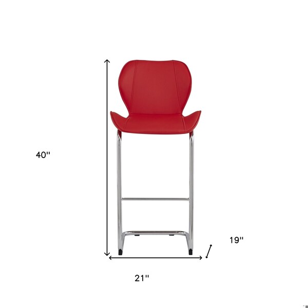 Homeroots Modern Barstools with Chrome Legs, Red - Set of 4 - 383946