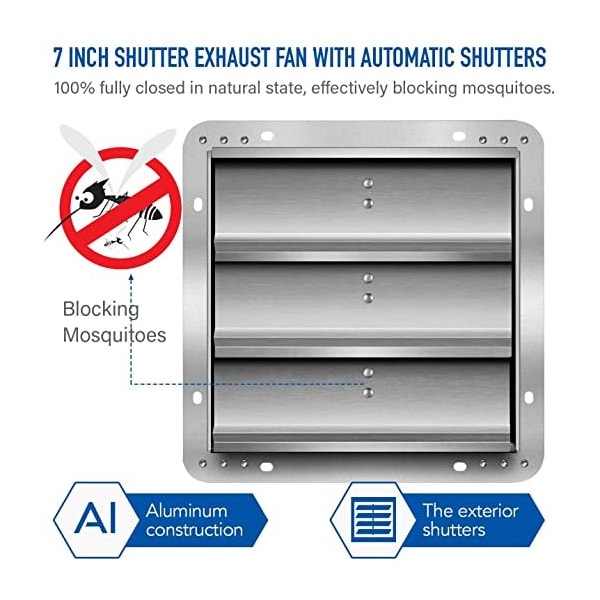 Ipower 7 Inch Shutter Exhaust Fan Aluminum+  fan speed controller + Disposal Power Cord Kit - HIFANXEXHAUST7CTB