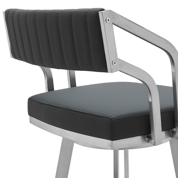 Armen Living Capri 30" Swivel Modern Metal and Slate Gray Faux Leather Bar and Counter Stool - LCCPBABSSG30