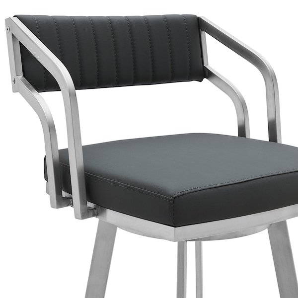Armen Living Capri 30" Swivel Modern Metal and Slate Gray Faux Leather Bar and Counter Stool - LCCPBABSSG30