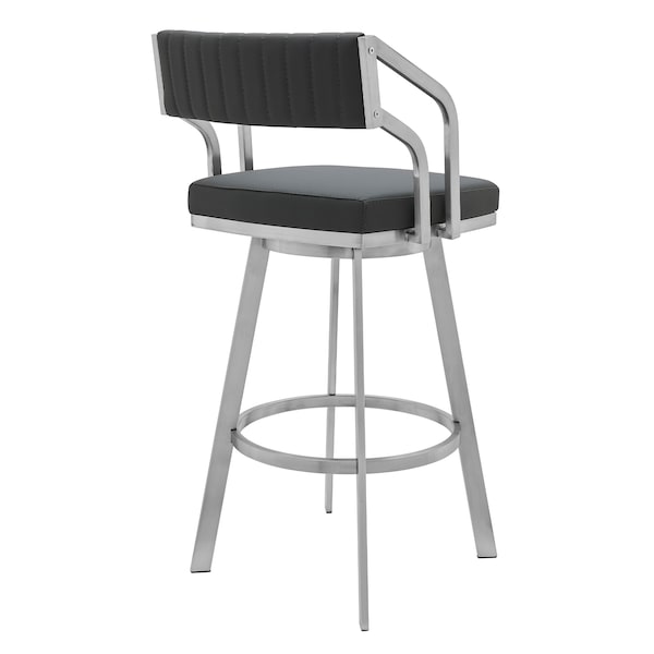 Armen Living Capri 30" Swivel Modern Metal and Slate Gray Faux Leather Bar and Counter Stool - LCCPBABSSG30