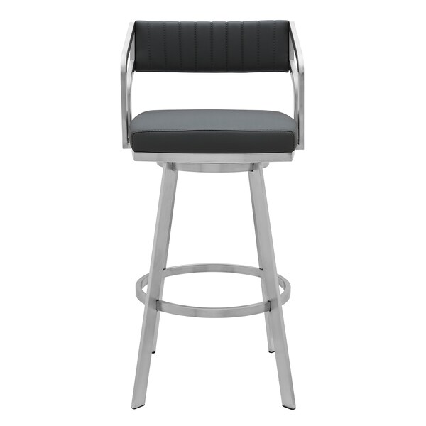 Armen Living Capri 30" Swivel Modern Metal and Slate Gray Faux Leather Bar and Counter Stool - LCCPBABSSG30
