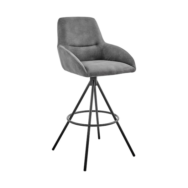 Armen Living 26 in. Odessa Counter Height Bar Stool in Charcoal Fabric & Black Finish - LCODBACH26