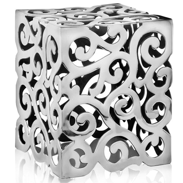 Homeroots 12 x 12 x 17 in. Buffed Paisley Square Stool - 354660