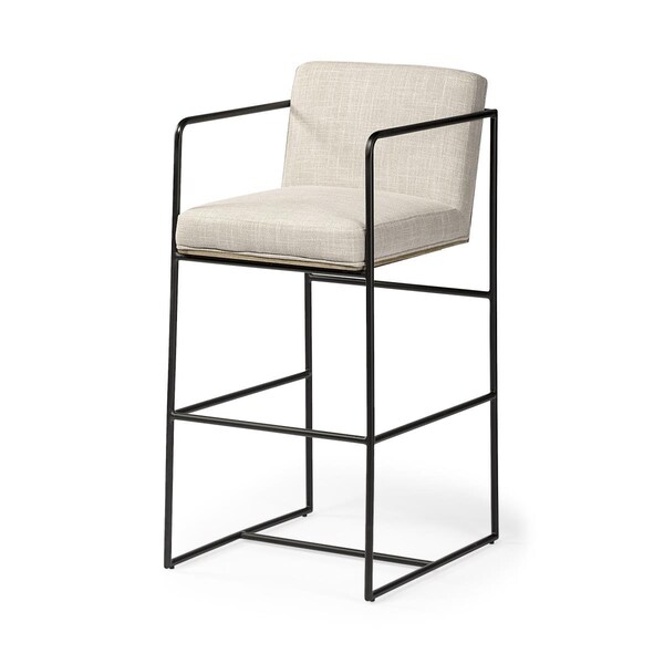 Homeroots 39.96 x 22.64 x 18.7 in. Beige Black Framed Counter Stool - 393434