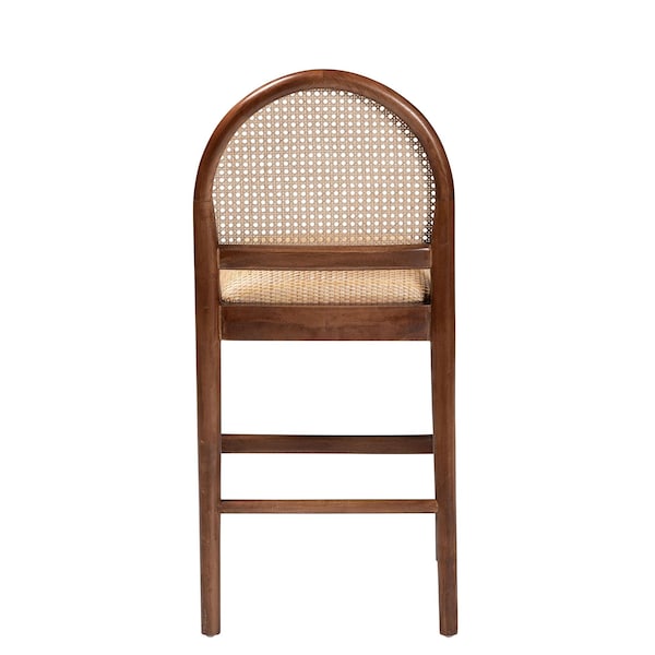 Bali & Pari Maryland Modern Bohemian Natural Rattan and Acacia Wood Counter Stool - 243-13363-ZORO
