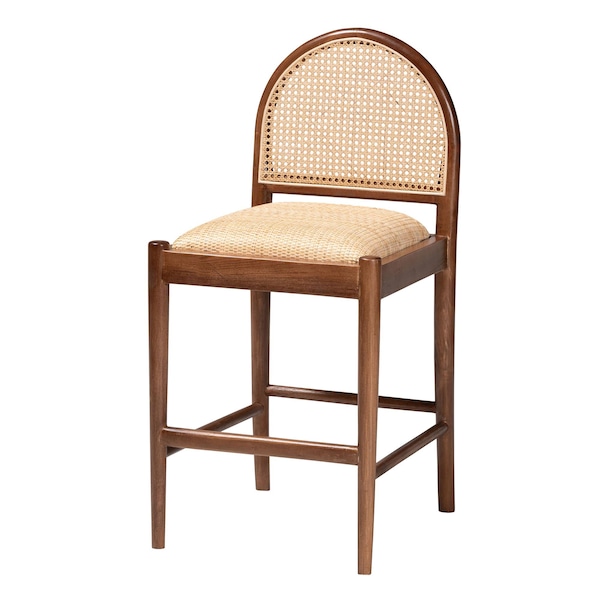 Bali & Pari Maryland Modern Bohemian Natural Rattan and Acacia Wood Counter Stool - 243-13363-ZORO