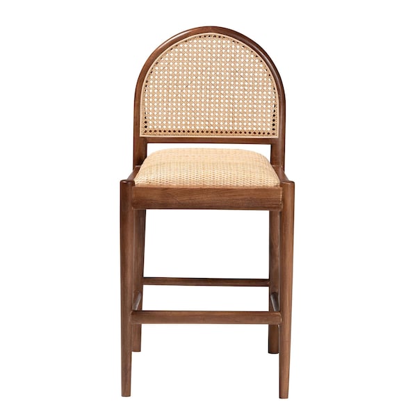 Bali & Pari Maryland Modern Bohemian Natural Rattan and Acacia Wood Counter Stool - 243-13363-ZORO