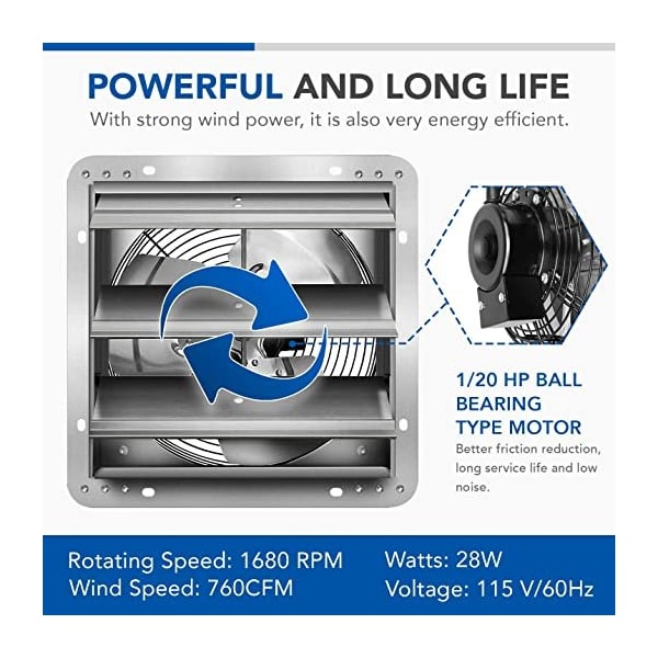 Ipower 7 Inch Shutter Exhaust Fan with Thermostat - HIFANXEXHAUST7THEMOT