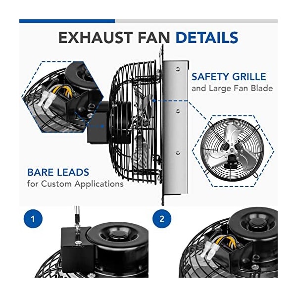 Ipower 7 Inch Shutter Exhaust Fan with Thermostat - HIFANXEXHAUST7THEMOT