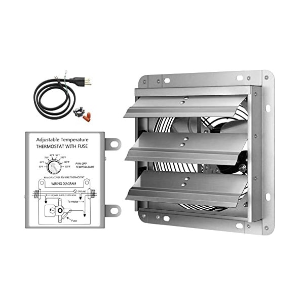 Ipower 7 Inch Shutter Exhaust Fan with Thermostat - HIFANXEXHAUST7THEMOT
