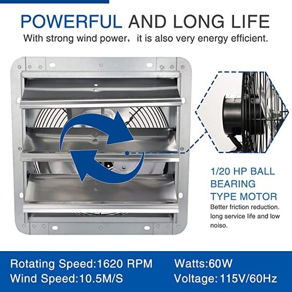 Ipower 10 Inch Shutter Exhaust Fan Aluminum+  fan speed controller + Disposal Power Cord Kit - HIFANXEXHAUST10CTB