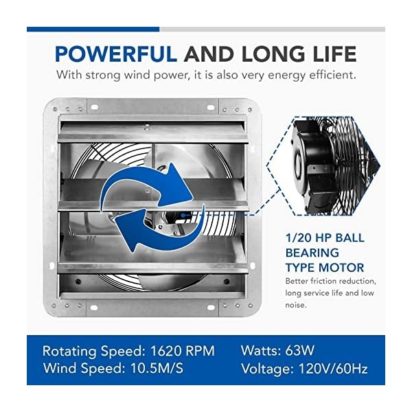 Simple Deluxe iPower 12 Inch Shutter Exhaust Fan Aluminum+  fan speed controller + Disposal Power Cord Kit - HIFANXEXHAUST12CTB