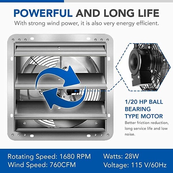 Ipower Exhaust Fan Shutter Fan 7 inch 2 Pack, 2PK - HIFANXEXHAUST7X2