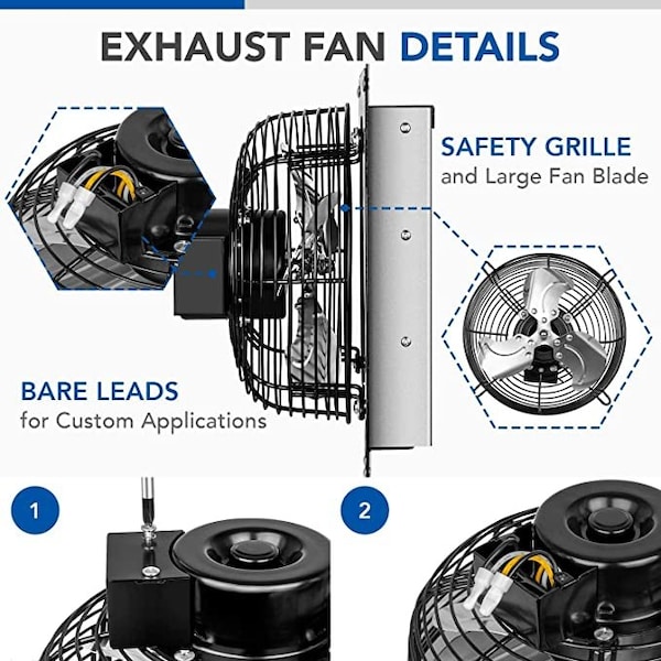 Ipower Exhaust Fan Shutter Fan 7 inch 2 Pack, 2PK - HIFANXEXHAUST7X2
