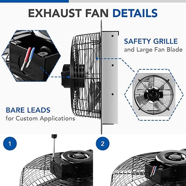 Ipower 12 Inch Shutter Exhaust Fan Aluminum, 2 PACK, 2PK - HIFANXEXHAUST12X2