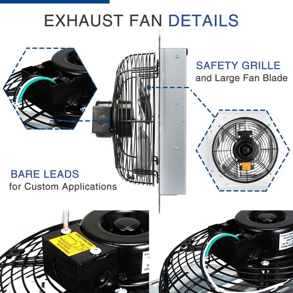 Edendirect 12 Inch Shutter Exhaust Fan Aluminum High Speed 1620RPM, 940 CFM, 2PK - IR-EXHAUST12X2