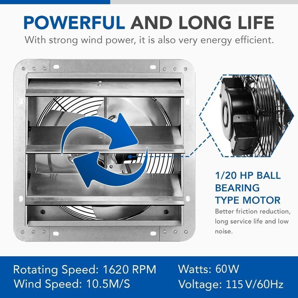 Edendirect 12 Inch Shutter Exhaust Fan Aluminum High Speed 1620RPM, 940 CFM, 2PK - IR-EXHAUST12X2
