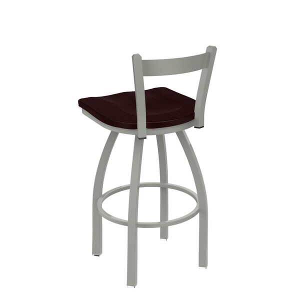 Holland Bar Stool Co 25" Low Back Swivel Counter Stool, Nickel Finish, Dark Cherry Oak Seat - 82125ANDCOAK