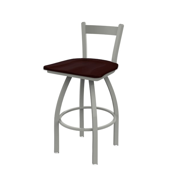 Holland Bar Stool Co 25" Low Back Swivel Counter Stool, Nickel Finish, Dark Cherry Oak Seat - 82125ANDCOAK