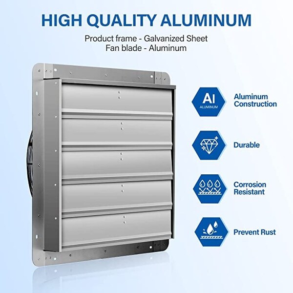 Ipower 24 Inch Shutter Exhaust Fan Aluminum, 2 PACK, 2PK - HIFANXEXHAUST24X2