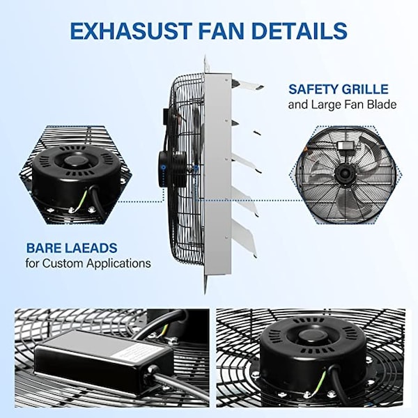 Ipower 24 Inch Shutter Exhaust Fan Aluminum, 2 PACK, 2PK - HIFANXEXHAUST24X2